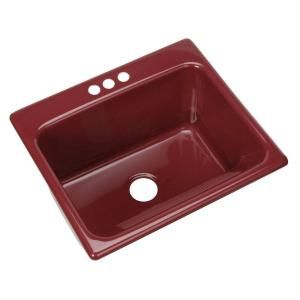 Thermocast Kensington Drop in Acrylic 25x22x12 in. 3 Hole Single Bowl Utility Sink in Loganberry 21367