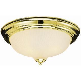 Design House 2 Light Polished Brass with Frosted Ribbed Glass Ceiling Light Fixture 502153