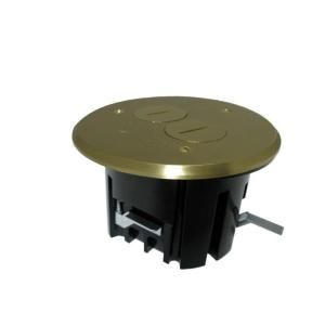 Allied Moulded Products Duplex Device 24 1/2 cu. in. Old Work Round Floor Box with Brass Cover FB 3