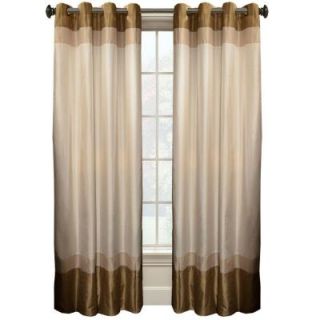 Colorblock 95 in. L Ivory/Taupe Faux Silk Grommet Curtain WPN7713
