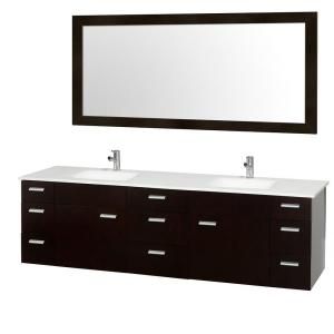 Wyndham Collection Encore 78 in. Vanity in Espresso with Man Made Stone Vanity Top in White and Integral Square Sink WCS400078ESWH