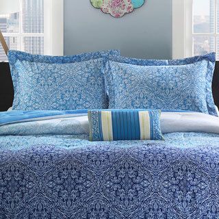 Jla Home Mizone Calypso Peach Skin 4 piece Comforter Set Blue Size Twin