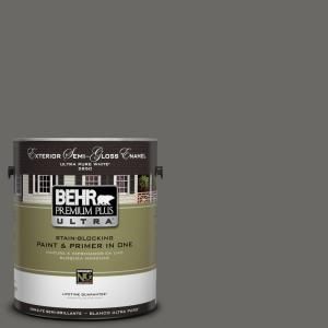 BEHR Premium Plus Ultra 1 Gal. #UL200 2 Mined Coal Semi Gloss Enamel Exterior Paint 585301