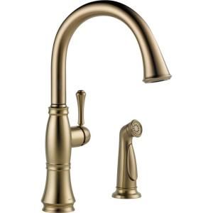 Delta Cassidy Single Handle Side Sprayer Kitchen Faucet in Champagne Bronze 4297 CZ DST