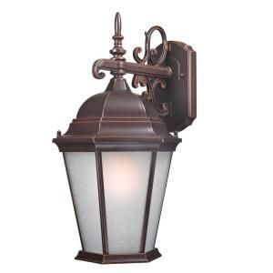 Design Traditional Wall Mount 18 in. Outdoor Old Bronze Lantern with White Glass Shade 18009 342
