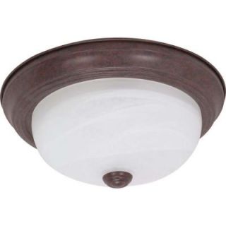 Glomar 2 Light Old Bronze 11 in. Flush Mount with Alabaster Glass HD 205