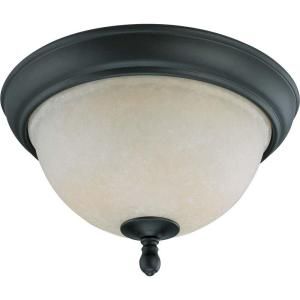 Glomar Bella 2 Light 11 in. Flush Dome withBiscotti Glass Finished in Aged Bronze HD 2789