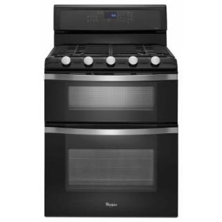 Whirlpool 6.0 cu. ft. Double Oven Gas Range with Self Cleaning Convection Oven in Black Ice WGG755S0BE
