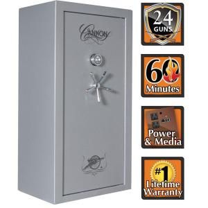 Cannon 24 Gun 60 in. H x 30 in. W x 24 in. D Hammertone Grey Electronic Lock Deluxe Fire Safe with Chrome Finish CA23 H2FDC 13