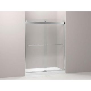 KOHLER Levity 59 5/8 in. W x 74 in. H Frameless Bypass Shower Door with Towel Bar in Silver K 706015 L SH