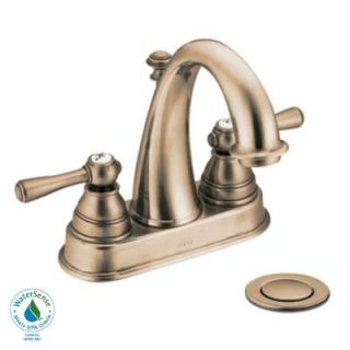 MOEN Kingsley 4 in. 2 Handle High Arc Bathroom Faucet in Antique Bronze with Drain Assembly 6121AZ