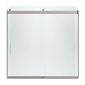 KOHLER Levity 59 5/8 in. W x 59 3/4 in. H Frameless Bypass Tub/Shower Door with Handle in Nickel 706002 D3 MX