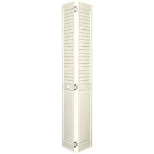 Home Fashion Technologies 2 in. Louver/Panel Behr Antique White Solid Wood Interior Bifold Closet Door DISCONTINUED 12536801823