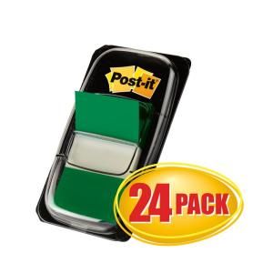 Post It 1 in. Green Flags Value Pack, 50 per Dispenser, 2 Packs of 24 Dispensers 680 3 24