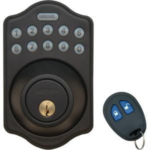 LockState Electronic Keyless Deadbolt Lock with Remote Rubbed Bronze LS DB500R RB
