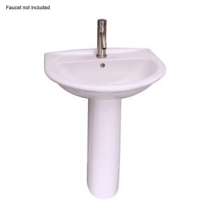 Barclay Products Karla 24 in. Pedestal Lavatory Sink Combo with 1 Faucet Hole in White 3 301WH