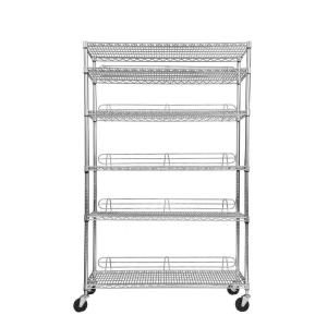 Trinity EcoStorage 6 Tier NSF 48 in. x 18 in. x 77 in. Shelving Rack with Wheels in Chrome TBFC 0907