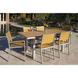 Ivy Terrace Basics Textured Silver 7 Piece Patio Dining Set with All Weather PS Slats IVS113 1 11NT