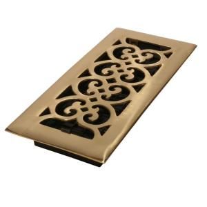 Decor Grates 6 in. x 10 in. Bright Solid Brass Scroll Register HS610