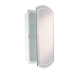 Deco Mirror 16 in. x 30 in. Recessed V Groove Beveled Eclipse Medicine Cabinet 8209