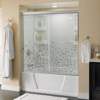 Delta Mandara 59 3/8 in. x 56 1/2 in. Sliding Bypass Tub Door in Polished Chrome with Frameless Mozaic Glass 158791
