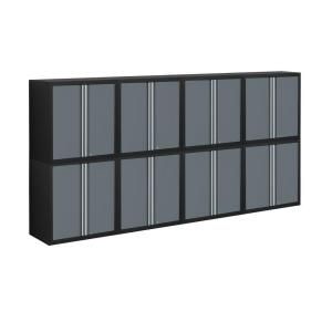 NewAge Products Pro Series 9 ft. 4 in. Wide 8 Piece Welded Steel Grey Cabinet Set 31604