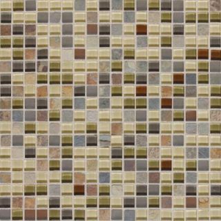 Daltile Slate Radiance Cactus 12 in. x 12 in. x 8 mm Glass and Stone Mosaic Blend Wall Tile SA575858MS1P