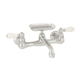 American Standard Heritage 2 Handle Wall Mount Kitchen Faucet in Polished Chrome with Soap Dish 7295.252.002