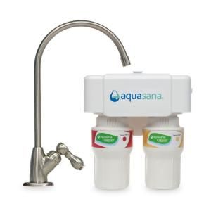 Aquasana Two Stage Under Counter Water Filtration System with Brushed Nickel Finish Faucet AQ 5200.55