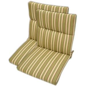 Plantation Patterns Green Stripe High Back Outdoor Chair Cushion (2 Pack) DISCONTINUED 7299 02457800