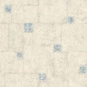 The Wallpaper Company 56 sq. ft. Blue and Beige Filigree Scroll Tile Wallpaper WC1281844