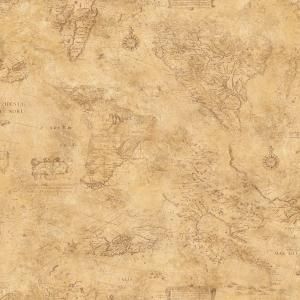 The Wallpaper Company 56 sq. ft. Earth Tone Map Toile Wallpaper DISCONTINUED WC1281070