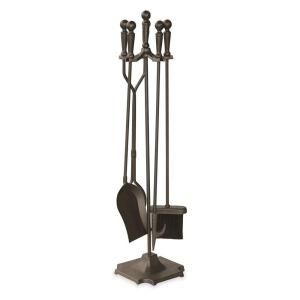 UniFlame Bronze 5 Piece Fireplace Tool Set with Ball Handles and Pedestal Base F 1634