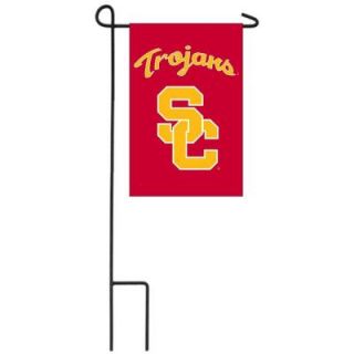 Team Sports America NCAA 12 1/2 in. x 18 in. Southern California 2 Sided Garden Flag with 3 ft. Metal Flag Stand P127132