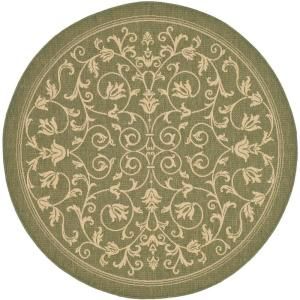Safavieh Courtyard Olive/Natural 6.6 ft. x 6.6 ft. Round Area Rug CY2098 1E06 7R