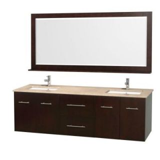 Wyndham Collection Centra 72 in. Double Vanity in Espresso with Marble Vanity Top in Ivory and Undermount Sink WCVW00972DESIVUNDM70
