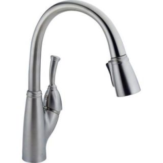 Delta Allora Single Handle Pull Down Sprayer Kitchen Faucet in Arctic Stainless 989 AR DST