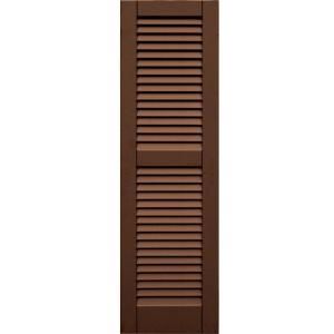 Winworks Wood Composite 15 in. x 51 in. Louvered Shutters Pair #635 Federal Brown 41551635