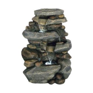 Pure Garden 25.5 in. Stone Waterfall Fountain with LED Lights 50 0006