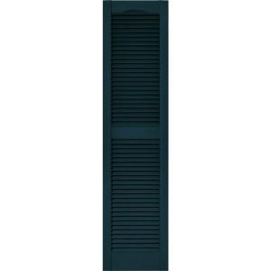 Builders Edge 15 in. x 60 in. Louvered Shutters Pair in #166 Midnight Blue 010140060166
