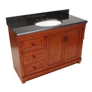 Foremost Naples 49 in. W x 22 in. D Vanity with Left Drawers in Warm Cinnamon with Granite Vanity Top in Black NACABKL4922