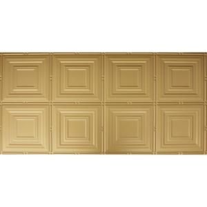 Global Specialty Products Dimensions Faux 2 ft. x 4 ft. Tin Style Ceiling and Wall Tiles in Brass 320 04