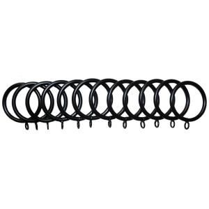 The Artifactory 1 in. Matte Black Drapery Rings with Grommets (12 Pack) for 1 in. or 1 3/8 in. poles 8971 40