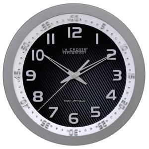 La Crosse Technology 10 in. WWVB Chapter Ring Analog Wall Clock in Silver 404 1210S