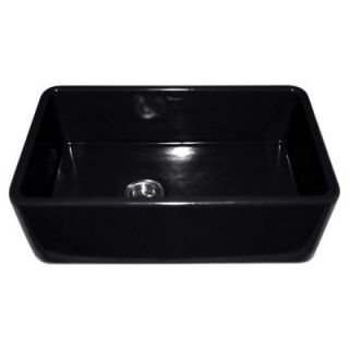 Whitehaus Duet Reversible Apron Front Fireclay 30x18x10 0 Hole Single Bowl Kitchen Sink in Black WH3018 BL