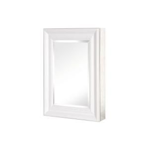 Pegasus 15 in. x 26 in. Recessed or Surface Mount Mirrored Medicine Cabinet with Deco Framed Door in White SP4597