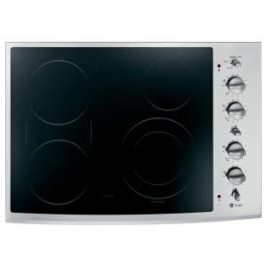 GE Profile CleanDesign 30 in. Smooth Surface Radiant Electric Cooktop in Stainless Steel with 4 Elements PP932SMSS
