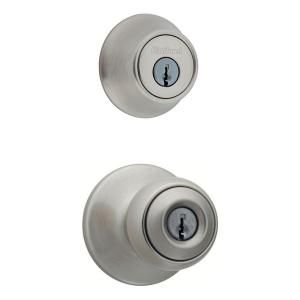 Kwikset 690 Polo Satin Nickel Entry Knob and Single Cylinder Deadbolt Combo Pack 690P 15 6AL RCS