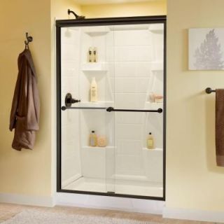 Delta Crestfield 47 3/8 in. x 70 in. Sliding Bypass Shower Door in Oil Rubbed Bronze with Frameless Clear Glass 158827