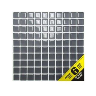 Smart Tiles 9 27/32 in. x 9 27/32 in. Dark Gray Slate Mosaic Adhesive Decorative Wall Tile (6 Pack) SM1008 6